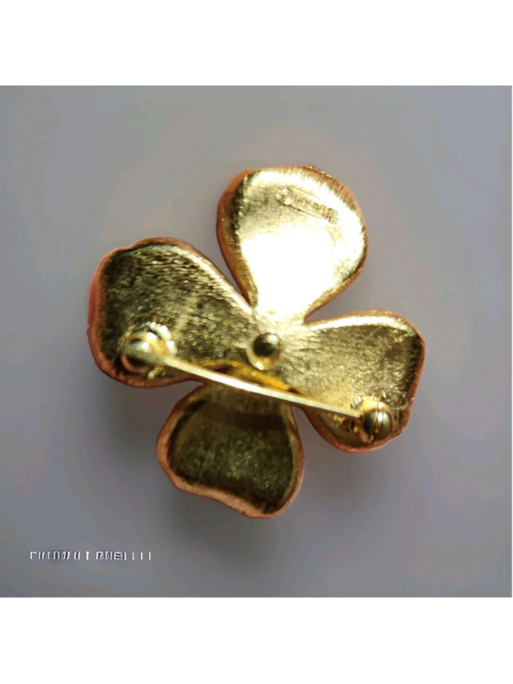 Vintage Crown Trifari Brooch Pin Dogwood Flower Textured Gold tone Spring 1960’s